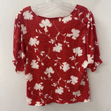 RICKI'S WOMEN'S TOP red white dots leaves XL