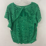 CLEO WOMEN'S TOP kelley green frond pattern L