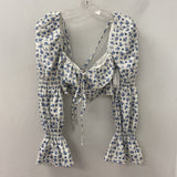 fashion nova WOMEN'S BLOUSE/SHIRT white blue S