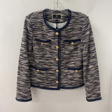 MELANIE LYNE WOMEN'S BLAZER/JACKET navy white copper 16