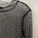 hot & delicious WOMEN'S TOP black silver S