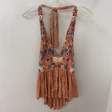 FREE PEOPLE WOMEN'S TOP dusty orange blue S