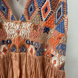 FREE PEOPLE WOMEN'S TOP dusty orange blue S
