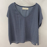 WOMEN'S TOP navy white L