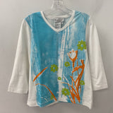 LANASPORT WOMEN'S TOP white blue green orange S