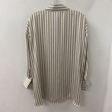 ZARA WOMEN'S BLOUSE/SHIRT white faun black stripe XS