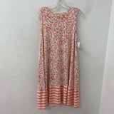 LOFT WOMEN'S DRESS white pink multi floral w/stripes L