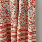 LOFT WOMEN'S DRESS white pink multi floral w/stripes L