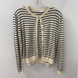 ZARA WOMEN'S CARDIGAN cream navy stripe L