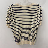 ZARA WOMEN'S CARDIGAN cream navy stripe L