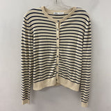 ZARA WOMEN'S CARDIGAN cream navy stripe L