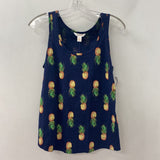 JOE FRESH WOMEN'S TANK/CAMI navy pineapple print S