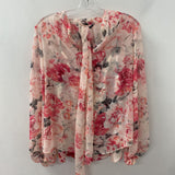 White House Black Market WOMEN'S BLOUSE/SHIRT pink grey floral 8