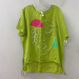 made in Italy WOMEN'S BLOUSE/SHIRT lime w/print L