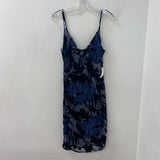 LAUNDRY WOMEN'S DRESS black blue print 8