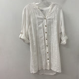 rosemarine WOMEN'S PLUS TOP white w/embroidered dots 1X