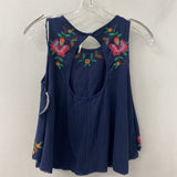 FREE PEOPLE WOMEN'S TANK/CAMI navy multi floral S