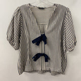 ZARA WOMEN'S BLOUSE/SHIRT navy white stripe S