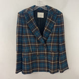 WILFRED WOMEN'S BLAZER/JACKET teal brown plaid 00