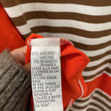LAURA WOMEN'S PLUS TOP white brown orange stripe 2X