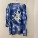Jess & Jane WOMEN'S PLUS TOP blue white flower 1X