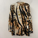 CALVIN KLEIN WOMEN'S BLOUSE/SHIRT stripes and animal print L
