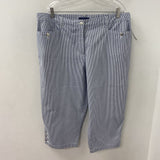 KAREN SCOTT WOMEN'S PLUS BOTTOM white navy stripe 18