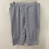 KAREN SCOTT WOMEN'S PLUS BOTTOM white navy stripe 18
