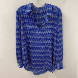 ANN TAYLOR WOMEN'S BLOUSE/SHIRT navy white print M
