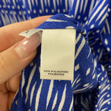ANN TAYLOR WOMEN'S BLOUSE/SHIRT navy white print M