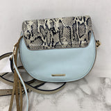 REBECCA MINKOFF WOMEN'S BAG blue grey w/snake print black cream
