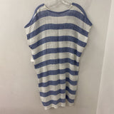 EILEEN FISHER WOMEN'S DRESS white blue stripe L/XL