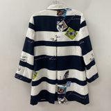 CHICOS WOMEN'S COAT white navy stripe S/0