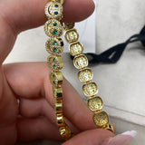 LISA GOZLAN WOMEN'S BRACELET gold green clear 7-8"
