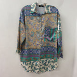 WOMEN'S BLOUSE/SHIRT green cream sand purple S