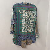 WOMEN'S BLOUSE/SHIRT green cream sand purple S