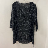 DEX WOMEN'S PLUS TOP black white dots 2X
