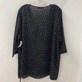 DEX WOMEN'S PLUS TOP black white dots 2X