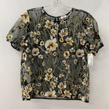 LITTLE MOON WOMEN'S BLOUSE/SHIRT black green floral S