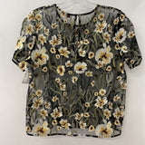 LITTLE MOON WOMEN'S BLOUSE/SHIRT black green floral S