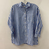 MADEWELL WOMEN'S BLOUSE/SHIRT white blue stripe XS