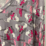 HUE WOMEN'S LOUNGEWEAR grey pink cat printk m