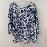 WOMEN'S BLOUSE/SHIRT white navy floral L