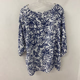 WOMEN'S BLOUSE/SHIRT white navy floral L
