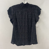 ADRIANNA PAPELL WOMEN'S TOP black silver dots M