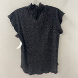 ADRIANNA PAPELL WOMEN'S TOP black silver dots M