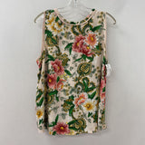 LOFT WOMEN'S TANK/CAMI pink green floral L