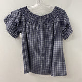 CASLON WOMEN'S BLOUSE/SHIRT white navy plaid M