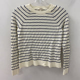 J CREW WOMEN'S SWEATER white navy stripe XS