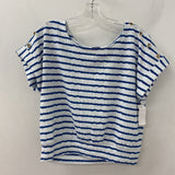 k WOMEN'S TOP blue white stripe M